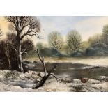 Royce Harmer (British 20th century): Pheasant in Winter Landscape