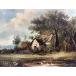 English School (19th century): Cottage with Ducks