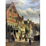 L Roth (Dutch School 20th century): Dutch Cobble Street Scene with Figures