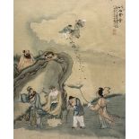 Japanese School (19th century): 'The Gathering of Eight Immortals' Mythological Scene