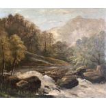 English School (early 20th century): Waterfall Landscape