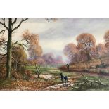 Royce Harmer (British 20th century): Gun Dog in Autumn Landscape