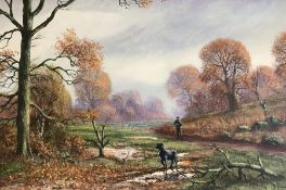 Royce Harmer (British 20th century): Gun Dog in Autumn Landscape