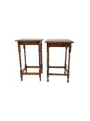 Near pair of oak occasional tables