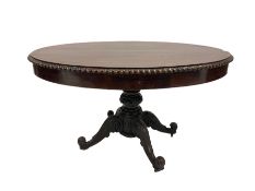 Early 19th century rosewood pedestal table