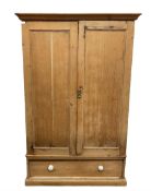 Victorian and later double pine wardrobe