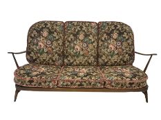 Mid-20th century medium elm ercol three seat sofa