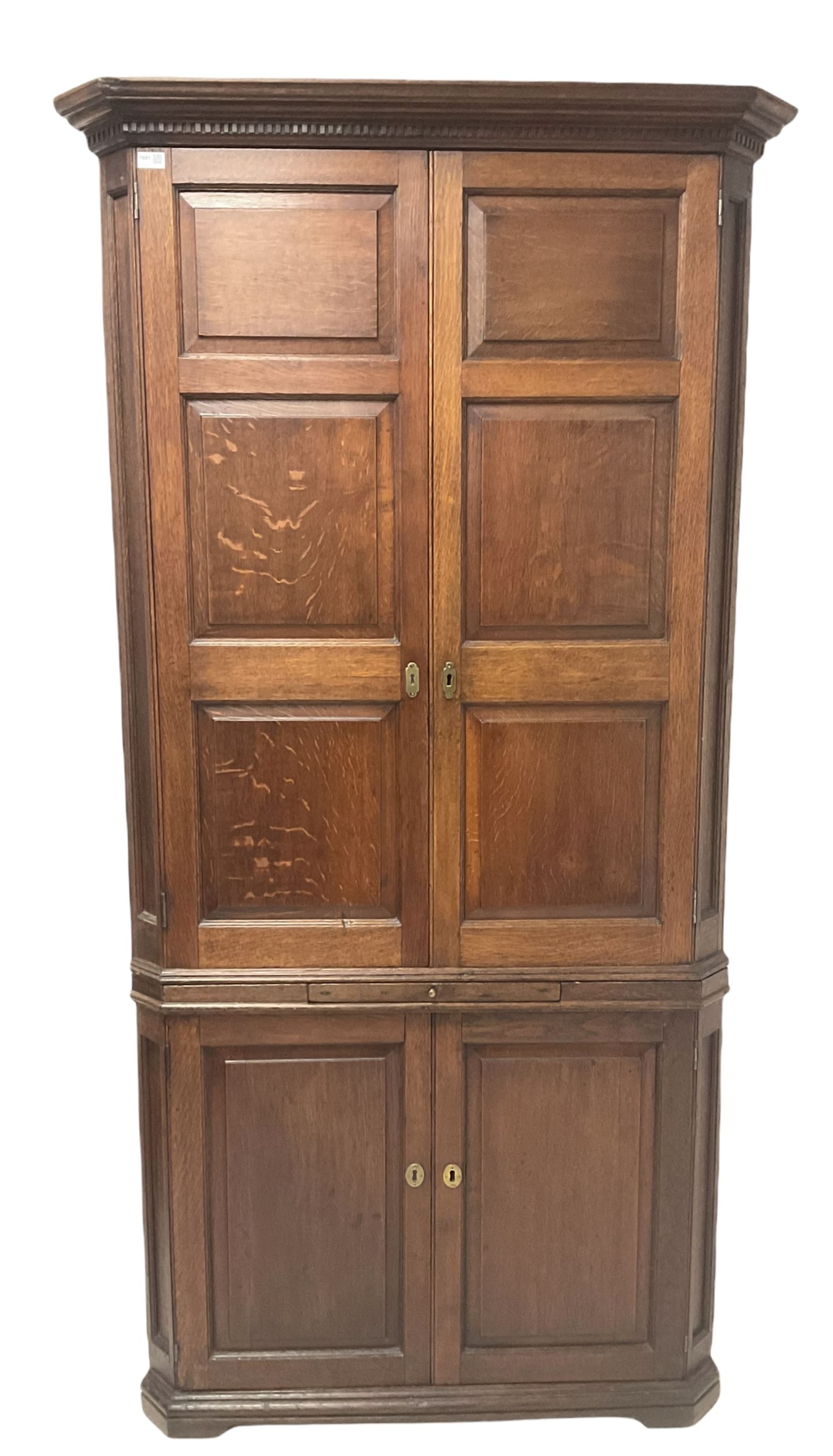 Oak Georgian double corner cupboard