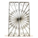 Pair of sunburst wrought iron gates 116cm x 201cm