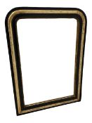 19th century mirror with gilded and ebonised frame 90cm x 65cm