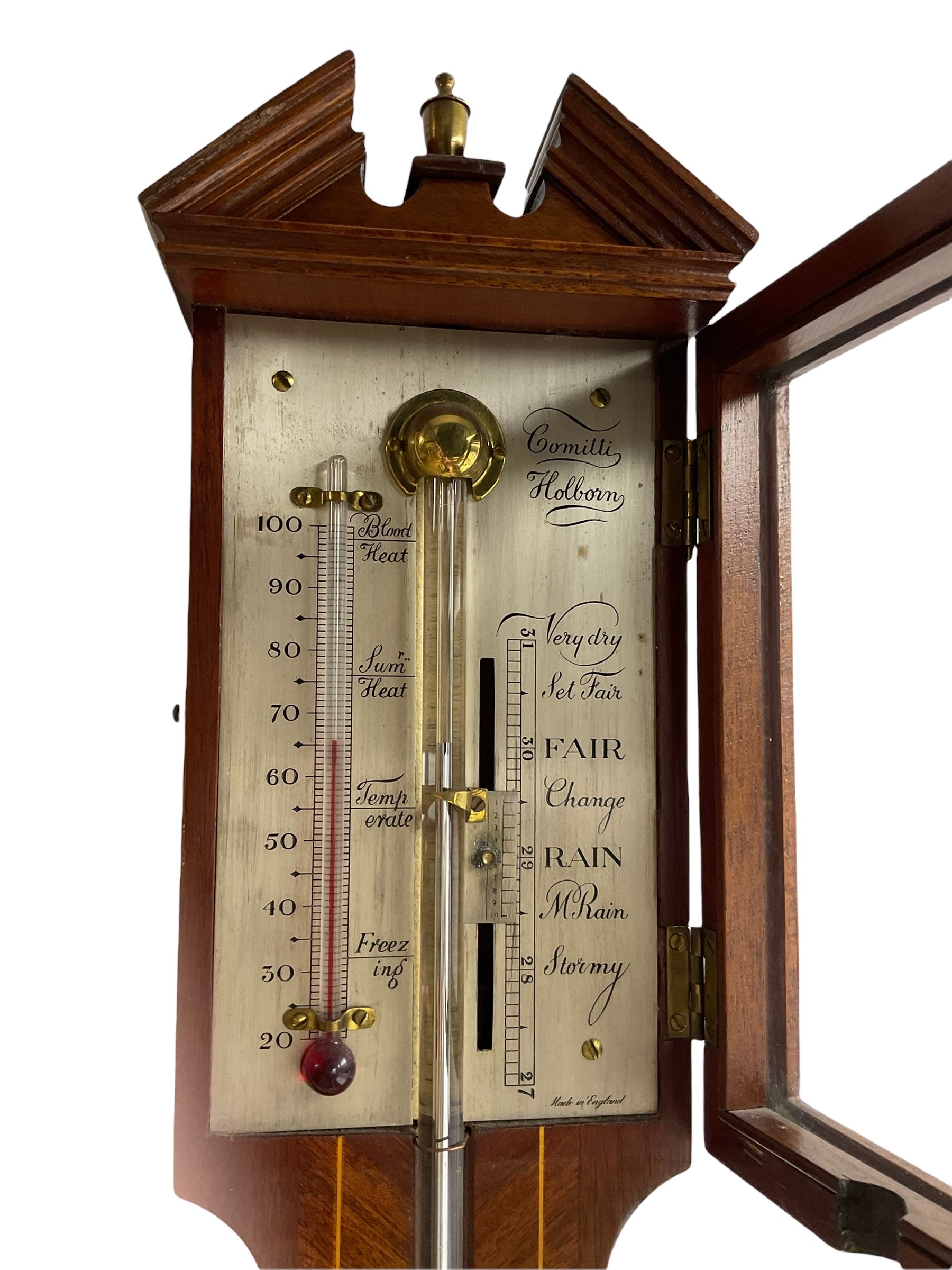 A 20th century mercury stick barometer in an earlier 18th century styled Mahogany case with satinwo - Image 3 of 3