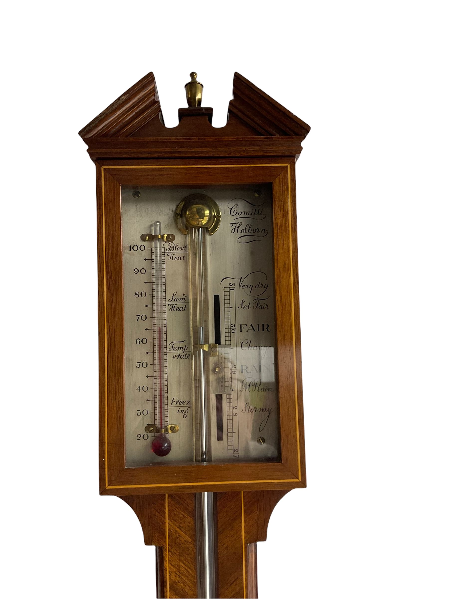 A 20th century mercury stick barometer in an earlier 18th century styled Mahogany case with satinwo - Image 2 of 3