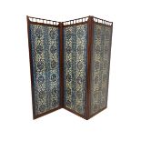 Late 19th century mahogany three panel folding screen