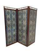 Late 19th century mahogany three panel folding screen
