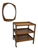 Retro three tier tea trolley together with a squared mirror