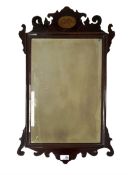19th century Chippendale style mahogany mirror with shell inlay