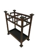 Oak stick stand with one internal division and one metal drip tray
