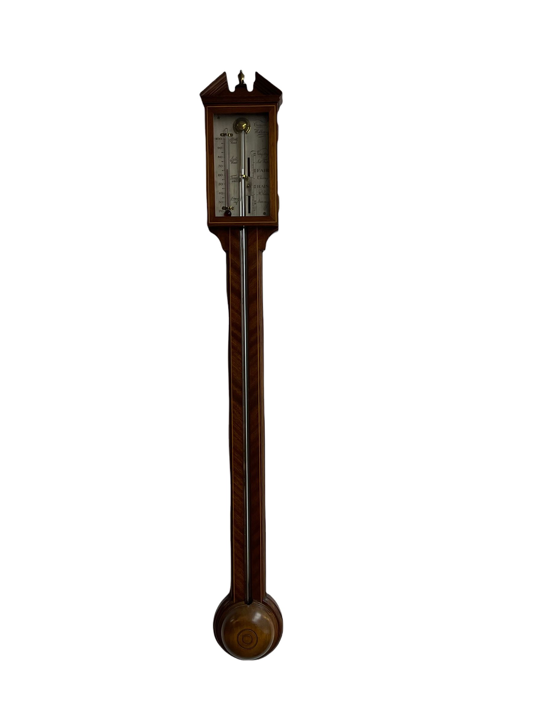 A 20th century mercury stick barometer in an earlier 18th century styled Mahogany case with satinwo
