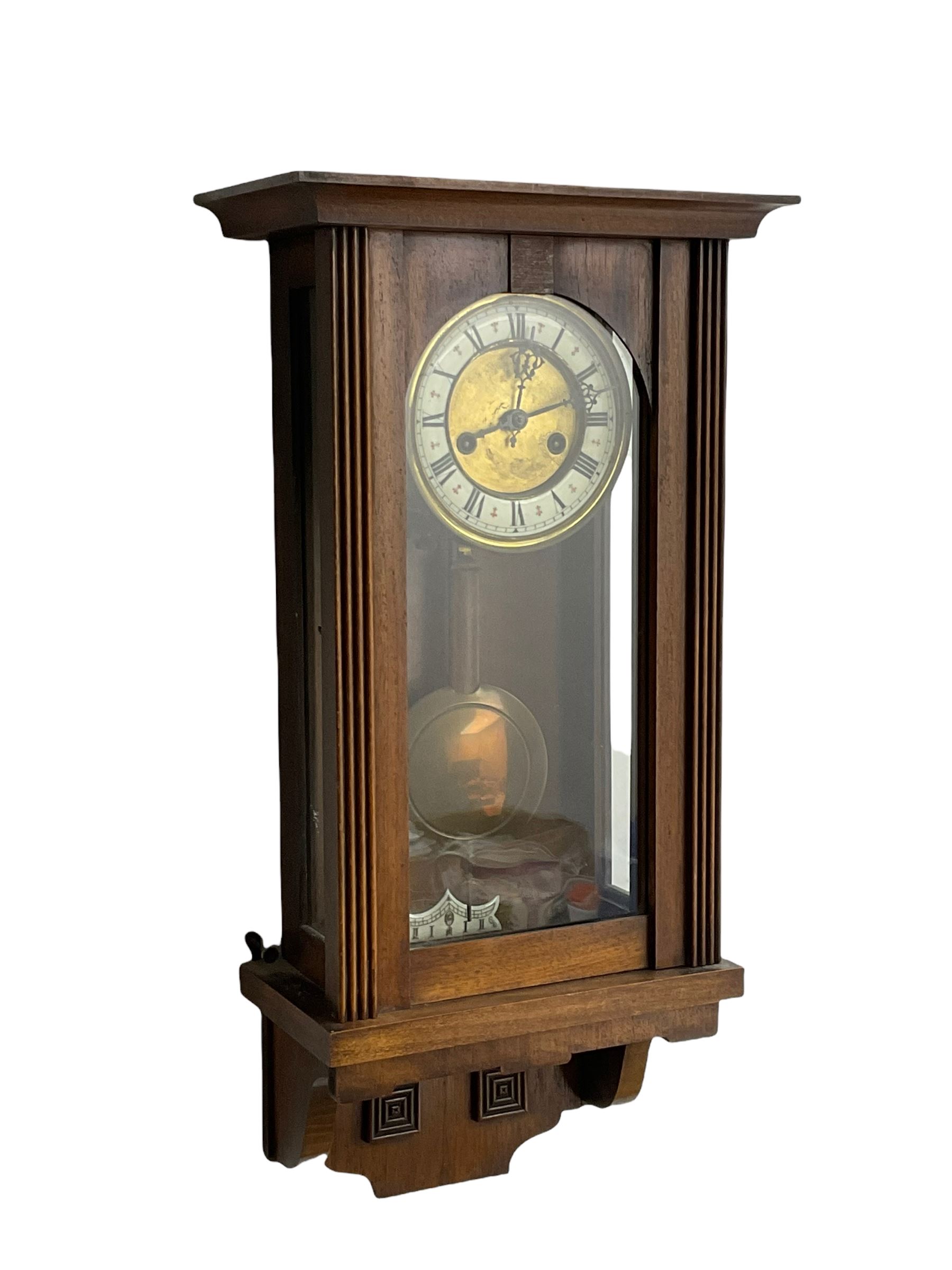 A late 19th century German spring driven wall clock in a mahogany case - Image 2 of 3