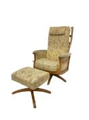 Ercol swivel and reclining chair together with a and matching footstool