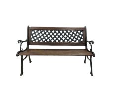 Iron framed garden bench