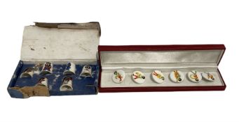 Set of six Birchroft China porcelain buttons and a set of six thimbles
