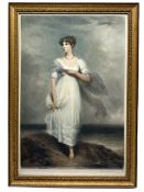 Norman Hirst (British 1862-1956): Portrait of a Regency Period Lady Walking on the Beach