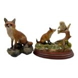 Border Fine Arts group 'Fox Cub and Owlet' by D Walton and another of a fox