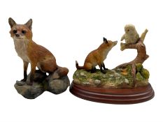 Border Fine Arts group 'Fox Cub and Owlet' by D Walton and another of a fox