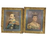 Pair large chromolithographs of King Edward VII and Queen Alexandra housed in gilt frames 50cm x 39c