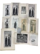 Collection of lithographs of brass rubbings from medieval tombs (15+)