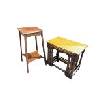 Edwardian wash stand together with oak nest of tables