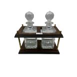 20th century decanter stand with two glass decanters L30cm