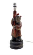 Japanese black and crimson lacquer figural table lamp with gilt highlights H37cm excluding fitting