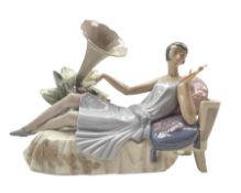 Lladro figure 'The Flapper' 1920s reclining figure L29cm