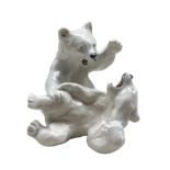 Royal Copenhagen figure group of two polar bear cubs No.1107 designed by Knud Kyhn