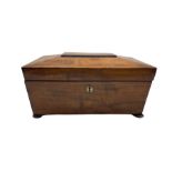 Mid 19th century mahogany sarcophagus shape tea caddy