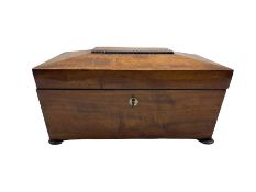 Mid 19th century mahogany sarcophagus shape tea caddy