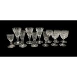 18th century and later drinking glasses including cordial glasses with engraved decoration