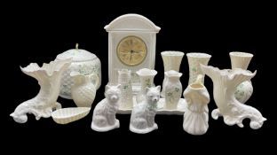 Modern Belleek mantel clock H25cm