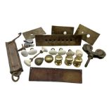 Collection of door furniture including ceramic and brass handles