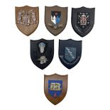 Set of six Clarecraft Terry Pratchett's Discworld shield shaped wall plaques comprising 'Seamstresse