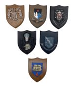 Set of six Clarecraft Terry Pratchett's Discworld shield shaped wall plaques comprising 'Seamstresse