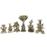 Group of 19th century and later porcelain centrepieces and figures