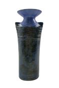 Lyn Lovitt (British 1941-): blue glazed and incised stoneware vase of shouldered form with flared ri