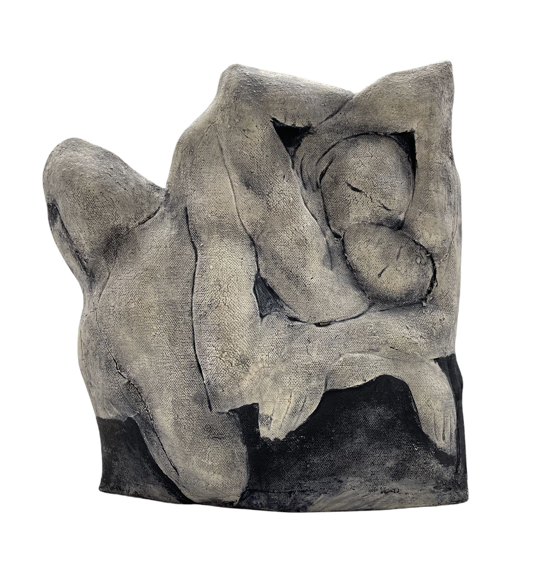 Jenny Rivron (British 1946-): Stoneware slab built sculpture of lovers embracing - Image 3 of 3