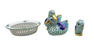 Herend group of two ducks L10cm