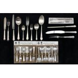 Collection of plated Dubarry pattern table cutlery including knives