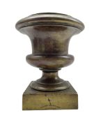 19th century Cook & Mathieson of Glasgow bronze urn on square plinth