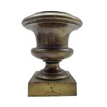 19th century Cook & Mathieson of Glasgow bronze urn on square plinth